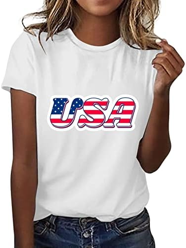 נשים חולצות מקרית מתגנדר הרביעי של יולי פטריוטית חולצה עצמאות יום רופף אמריקאי דגל הדפסת טיז