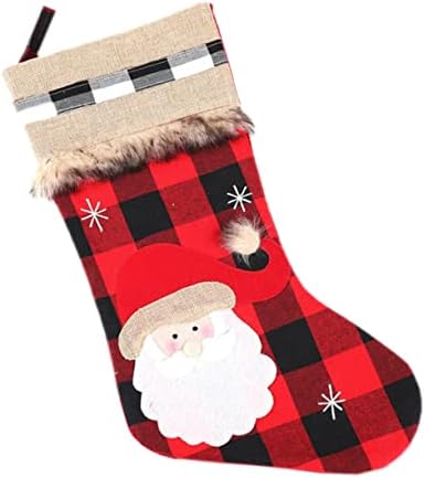 Sewacc 1 pc גרבי חג המולד גרב שקיות מתנה לידה גרביים משובצות גרביים לחג המולד גרבי גרב גרב איילים גרבי גרב תיקית