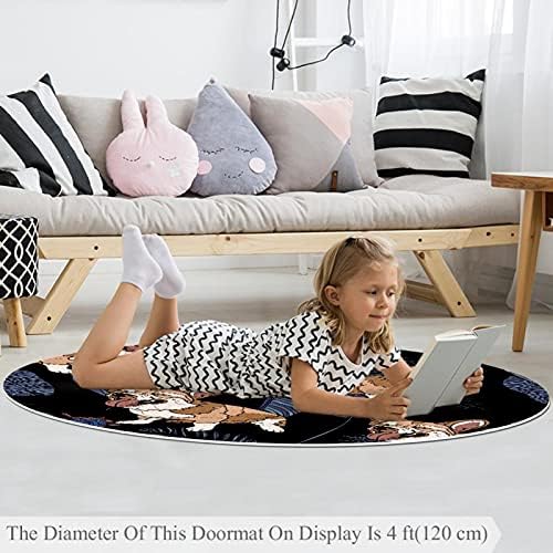 Llnsuply בגודל גדול 4 מטר ילדים עגול שטיח משחק שטיח חיות כלב חיה קורגי בעלים של משתלת כרית שטיח לא להחליק ילדים שטיח פליימת