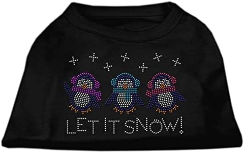 מיראז ' מוצרים לחיות מחמד 12-אינץ לתת לו שלג פינגווינים ריינסטון הדפסת חולצה עבור חיות מחמד, בינוני, שחור