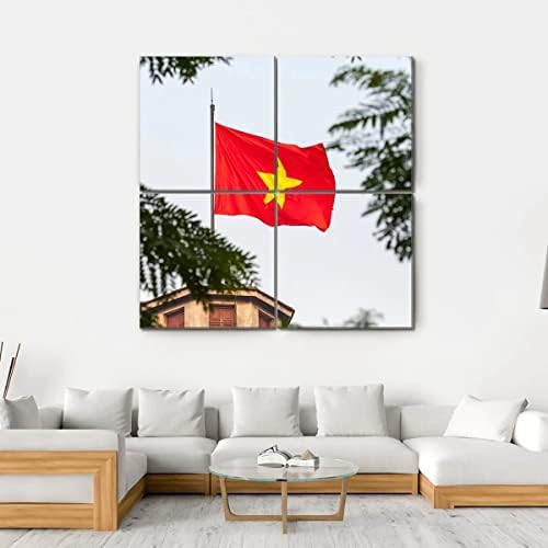 דגל Ergo Plus of Vietnam קיר אמנות מדהים ציור מתוח מוכן לתלות לעיצוב הבית - מושלם לקיר גלריית הסלון