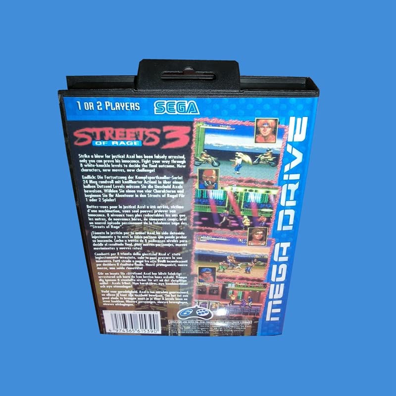 רחובות הזעם 3 עם קופסא וכרטיס משחק MD 16bit עבור Sega Mega Drive לספר בראשית