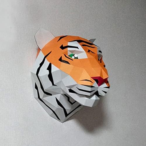 WLL-DP 3D TIGER TIGER צורת ראש נייר פיסול נייר אמנות גביע נייר קריאייטיב אוריגמי פאזל DIY נייר מודל קישוט קיר גיאומטרי
