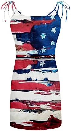 שמלת מיני ללא שרוולים לנשים דגל אמריקאי פטריוטי קיץ שמלות טנק מסיבת קוקטייל בוהו פלוס פלוס