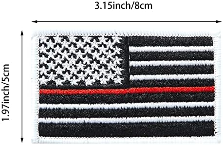 4 יחידות קו אדום דק טלאי דגל כבאי אמריקאי, טלאים טקטיים טקטיים טקטיים של דגל זרוע רקום לולאה, עבור תרמילים מעילי בגדי