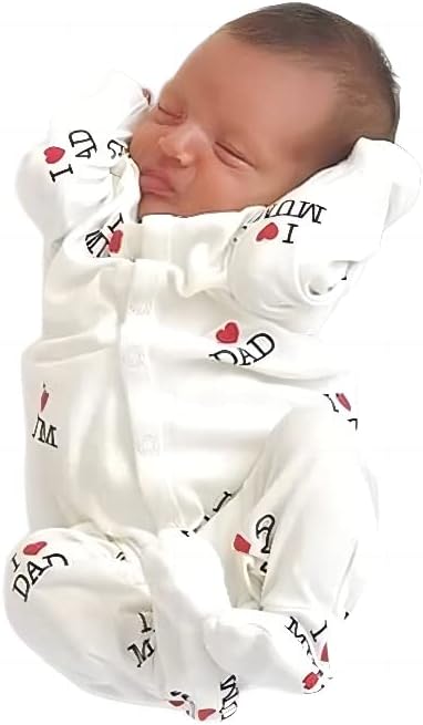 AOSWEP - אני אוהבת אבא אמא אותיות מוצקות מקסימות מודפסות סרבל תינוקות ארוכי שרוול ארוך