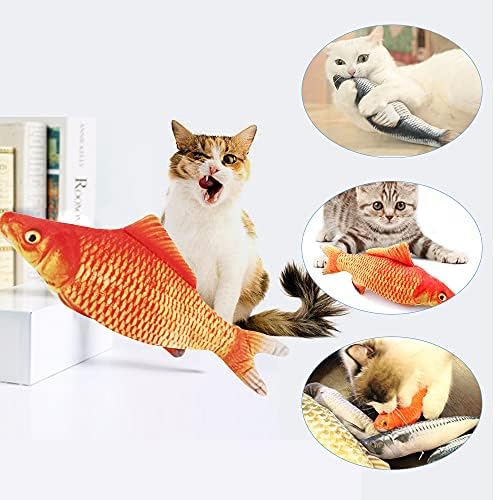 צעצועים לחתול דגים דגים אונטופיים 11.9 דגי נדנדה חשמליים אוטומטיים נעים צעצוע של חתול דגים עם חתול חתול מקורה קטיפה