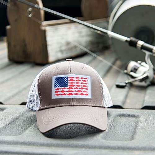 כובע דיג של כובע דגל אמריקאי - רשת חיצונית מתכווננת כובע דגל סנאפבק מתכוונן - מתנות דיג נהדרות לגברים