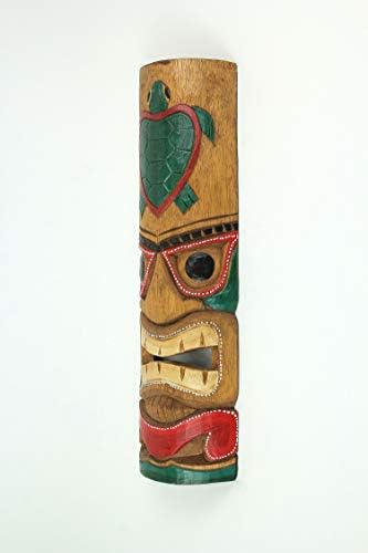 סט זיקוס של 3 מסכות עץ קיר טיקיות מגולפות ביד מגולפות ביד סגנון הוואי.