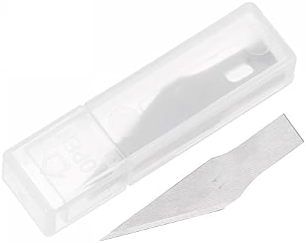 UXCell 50 pcs 37x21.5 ממ להבי סכין מלאכה, להבי תחביב מהירות גבוהה להביי החלפת להבים להבים כלי גילוף עם מארז אחסון