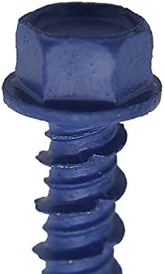 ברגי עוגן בטון כחול 3/16 x 1-1/4 מפלדת פחמן מוקשה - חלודה מצופה פנים וחוץ עם ברגים עמידים בפני קורוזיה