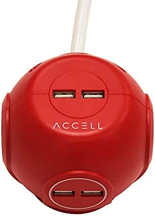 Accell Power Cutie - מגן מתח קומפקטי עם 3 שקעי AC מוגנים על ידי חילול 540J עמיד בפני 540J ו -4 יציאות טעינה USB -A,