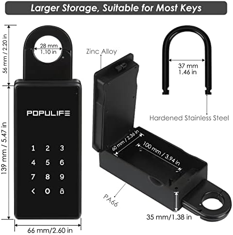 מפתח מנעול תיבת עבור מחוץ, אייפ66 עמיד למים מנעול תיבת עבור בית מפתח רכב מפתח אישי פריטים, להסתיר מפתח חיצוני, אלקטרוני
