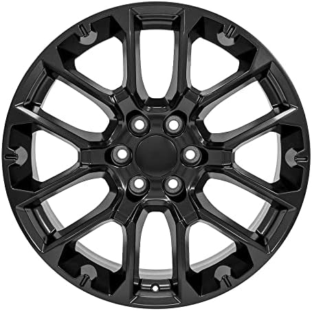 OE Wheels LLC 22 אינץ 'חישוקים מתאימים לסילברדו סיירה טאהו פרברי יוקון אסקאלדה CV67 22x9 גלגלים שחורים של סאטן, TPMS & Ironman