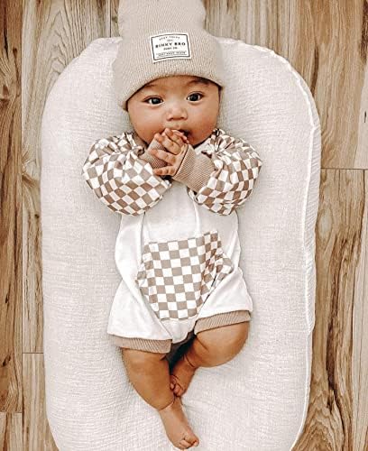 Axupico יילוד תינוקת הילדה רומפר צ'קבורד סוודר שרוול ארוך סתיו סתיו חורף בגדים ניטרליים בגדים