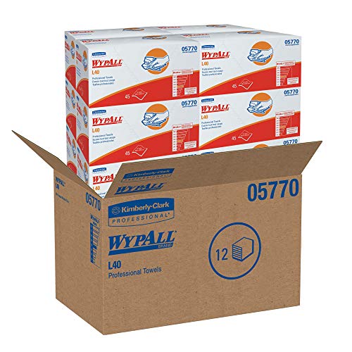 Wypall Power Clean L40 מגבות סופגות נוספות, מגבות לשימוש מוגבל, לבן, 12 x 23, 540 / מארז, 12 חבילות של 45 מגבות