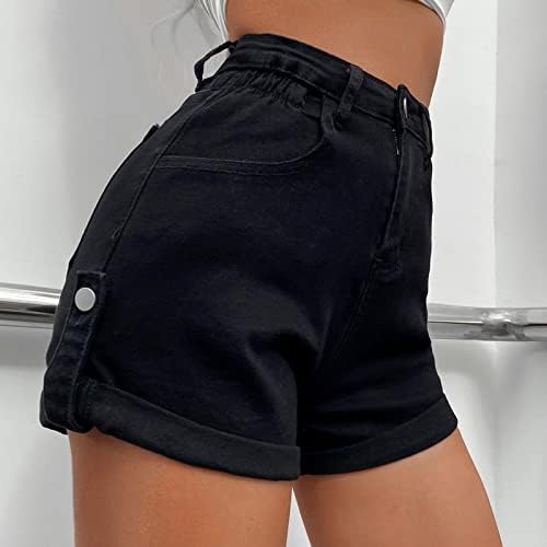 מכנסיים קצרים לנשים קיץ מזדמן פלוס בגודל מותניים גבוהים משוחררים מכנסי כושר מכנסיים קצרים אמריקאים דגל אמריקאי