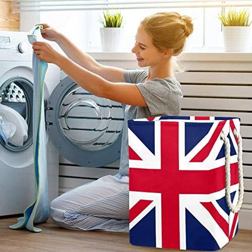 כביסת בריטניה דגל בריטי בריטניה מתקפל פשתן כביסה אחסון סל עם ידיות להסרה סוגריים גם מחזיק עמיד למים עבור בגדי צעצועי ארגון