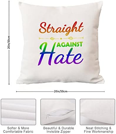 ישר נגד שנאה לזרוק כרית כיסוי כרית ביום האהבה מארז פנסקסואלי טרנסג'נדר LGBTQ הומוסקסואלים כרית קשת מכסה כרית