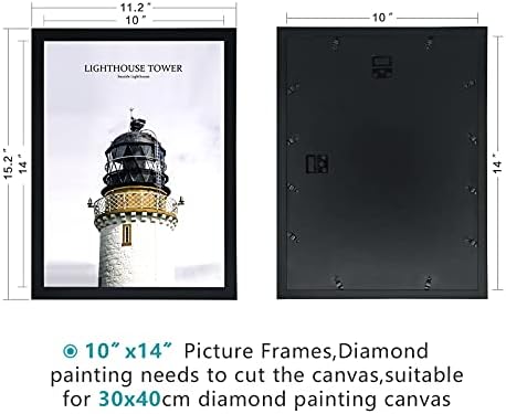 מסגרות ציור יהלומים תצוגה תמונות 10x14in/25x35 סמ ללא מחצלת, מסגרות לאמנות יהלום 30x40 סמ, מסגרת שחורה עם תמונות מגדלור