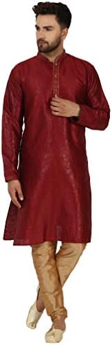 Skavij's Gen's Art Silk Kurta Pajama הודי חליפה מסורתית מפלגת חתונה עונה חגיגית