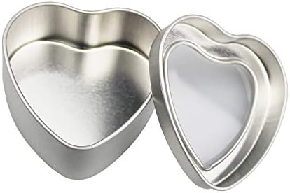 6-מארז 4 עוז פחי מתכת כסף בצורת לב ריקים עם חלון שקוף להכנת נרות, סוכריות, מתנות ואוצרות