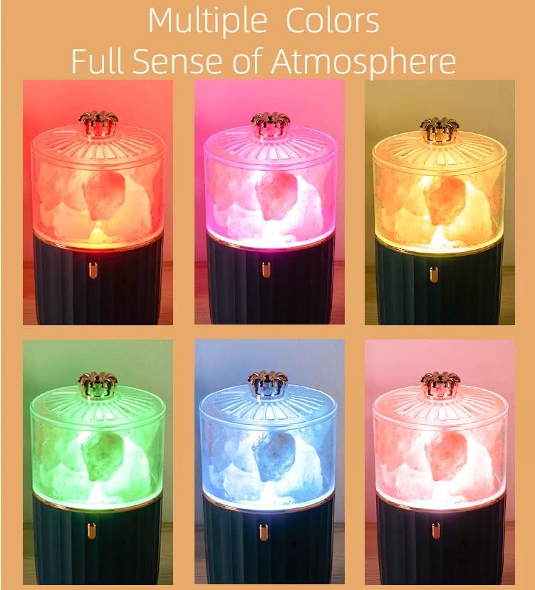 מנורת מלח של Giantrio Himalayan, מנורת טיפול במלח מקורי לשמנים אתרים חדר גדול עם 1200mAh סוללה אור הסביבה 7 צבע