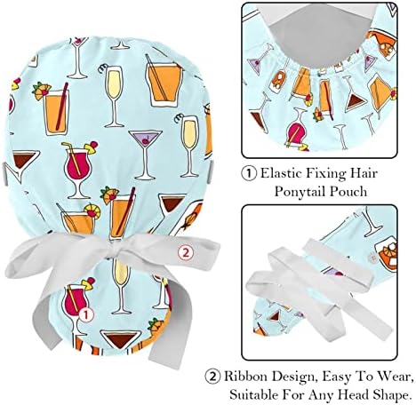 קיגאורו 2 חבילה כובעי עבודה עם רצועת זיעה לנשים, תבנית תקציר דפוס טרופי קוקו קוקו כובע בופנט