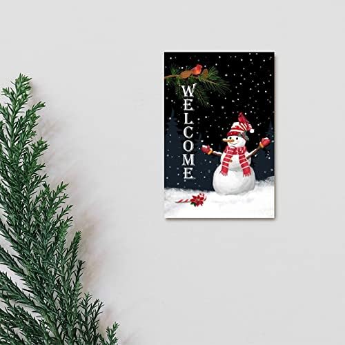 שלט עץ חג המולד ברוך הבא שלט שלג ציפור אדומה פוינסטיה פתית שלג עץ שלט עץ עלוב חג המולד שיק חג המולד דלת דלת כניסה לחווה בית