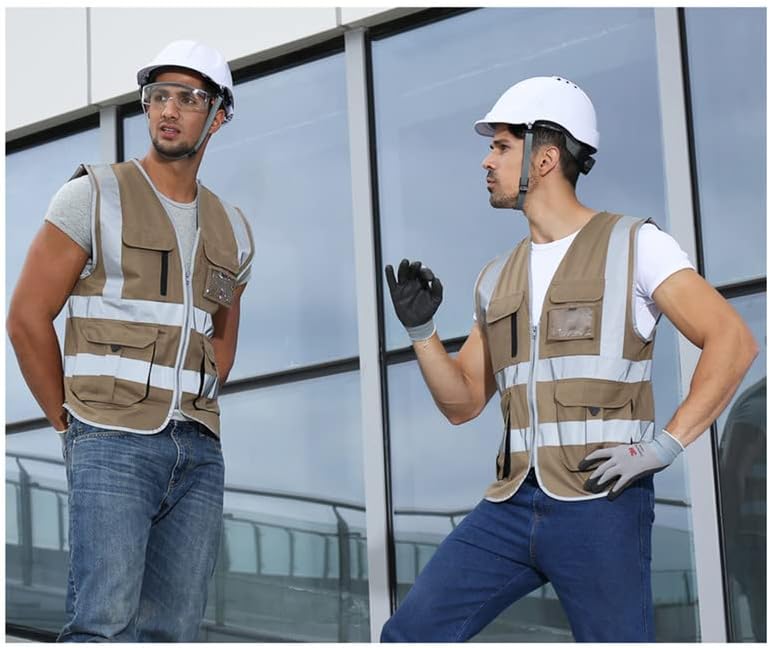 נראות גבוהה אפוד בטיחות רפלקטיבי מרובי כיסים היי-ויסוד לבגדי עבודה בטיחות מעיל מעיל עם רצועות רפלקטיביות