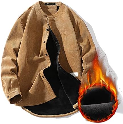 מעיל קורדרוי מוצק של Fsahjkee, סתיו וחורף פליס תלבושות שרפה מעילי שירות עירוני עירוני מעיל חורף חמים ביותר