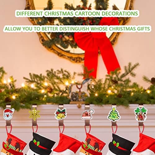 מחזיקי גרבי חג המולד של הלובין למערכת המעטפת של 6, קליפי גרב חג המולד ללא החלקה ווים לגרב ווים לאח, ווים