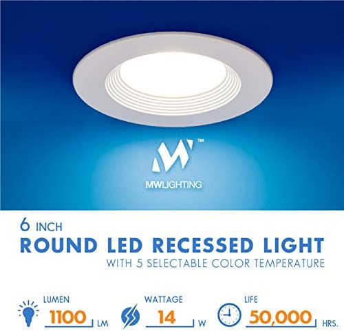 MW 6 אינץ '5 טמפרטורת צבע נבחרת LED LED Downlight Retrofit עם חיתוך בבל, 2700/3000/3500/4000/5000K, לעמעום,
