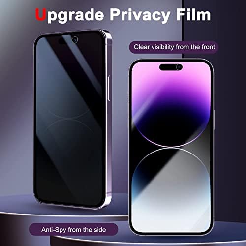 YMHML 2 Pack iPhone 14 Pro Privacy Privacy Protector + 2 Pack Pope 14 Pro Pro Protector Thate Lens