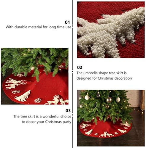 חצאית עץ חג המולד של גאדפיפארטי, שטיח עץ חג המולד עם איילים של פתיתי שלג לבנים לעץ חג המולד חג מפלגת ראש השנה, 48 אינץ ', אדום