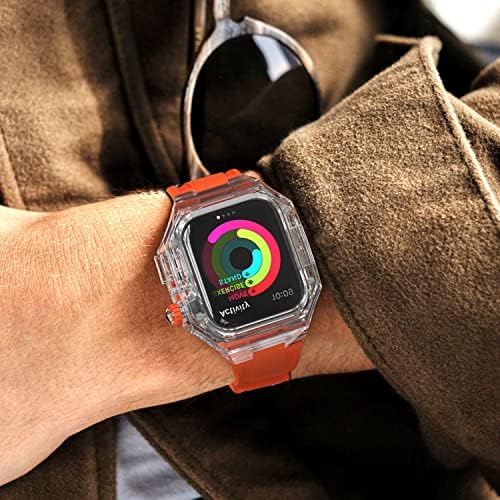 Czke Changerent Mod ערכת ערכת Apple Watch 45 ממ 44 ממ 41 ממ 40 ממ רצועת ספורט גומי לסדרה Iwatch 8 7 6 5 4 SE רצועת