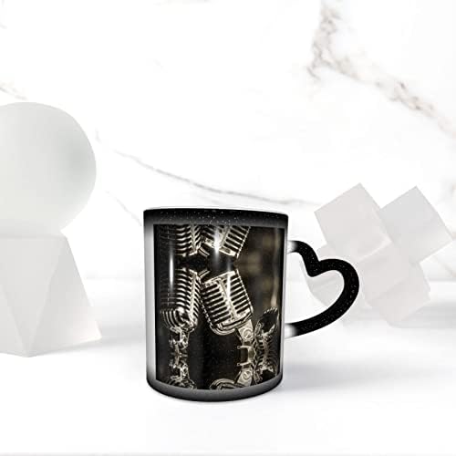 מיקרופונים של Moliae ספלים מודפסים חום רגיש לחום ספל קפה קרמי, כוס תה חלב, מתנת יום הולדת לחג
