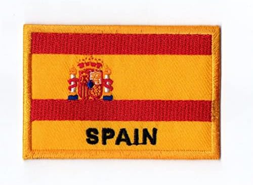 ראשית כל דבר, דגל ספרד טלאי ברזל קטן על רקום לחולצת כובע ז'קט בגדים תרמילי תרמילי ג'ינס גודל כובע בערך 2x3 אינץ 'A354