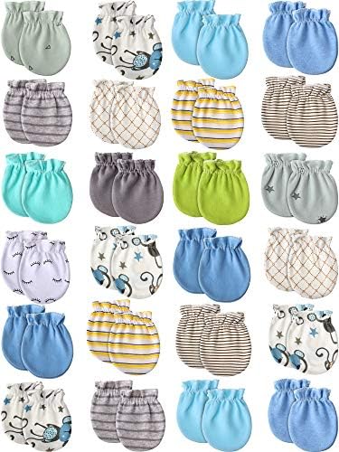 24 זוגות כפפות תינוקות יומנות יוניסקס כפפות חמודות תינוק חמוד אין שריטה כפפות כפפות לתינוקות למשך 0-6 חודשים בנות בנות תינוקות