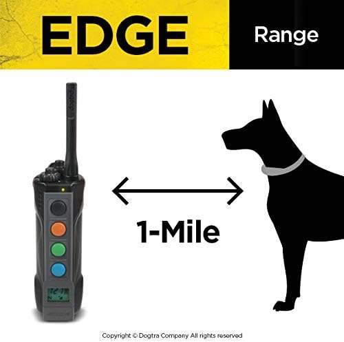 צווארון אימוני כלבים אלקטרוניים של Dogtra Edge עם מרחוק לכלבים גדולים ובינוניים 35+ קילוגרמים - עד טווח של עד קילומטר, רטט,