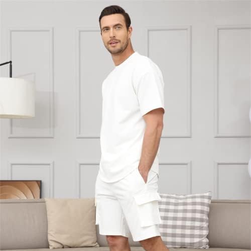 Opomelo Mens Setts Shorts 2 תלבושות חתיכות - קיץ מזדמן שרוול קצר סטים בגדירים לגברים עם כיס מטען