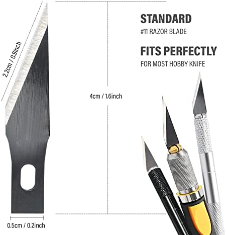 להבי סכין תחביב מדויק של EHDIS 11 להבי סכין מילוי חביב להביי חיתוך כלי חיתוך עם מארז אחסון למלאכה, תחביב, גרוטאות,