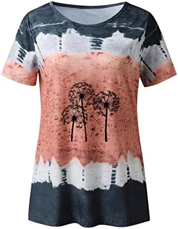 נשים חולצות וחולצות נשים קיץ מקרית חולצות צווארון התגלגל קצר שרוול רופף צד פיצול חולצות פרח