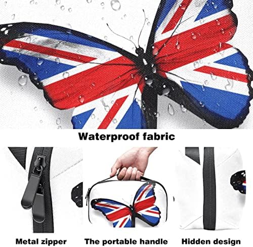 בריטניה בריטי דגל פרפר עיצוב מוצרי טואלטיקה תיק לנשים, מים עמיד עור מוצרי טואלטיקה ארגונית, נסיעות קוסמטי תיק איפור