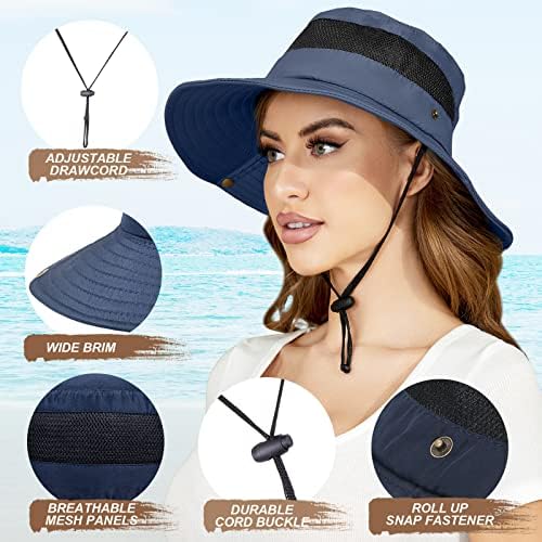 כובע שמש כובע הליכה ברוחב נשים כובע גינון הגנה על UV, כובע דיג מתקפל ועמיד למים לנשים