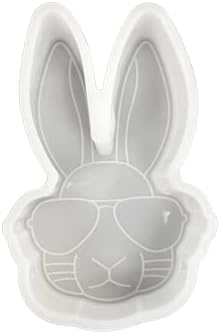 ארנב ארנב פסחא עם משקפי שמש מכונית מגניבה עובש סיליקון סיליקון 4x2.5x1 ”ארנב רע לריחני ארומה שרף, נר מכונית,