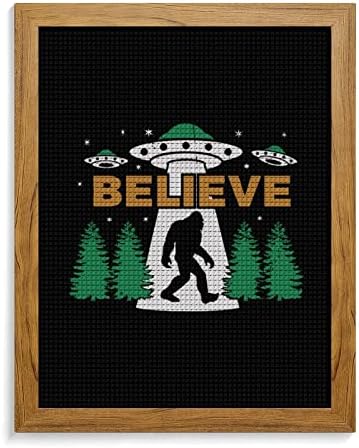חייזרי Bigfoot UFO מאמינים כי Sasquatch Diamond Make Frames Frames ערכות אומנות קיר תלייה תמונה למשרד הביתי