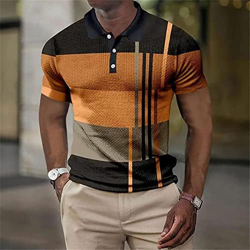 חולצת חולצה חיצונית של גברים גולף חיצוני רחוב 3D הדפס טייס צמרות שרוולים קצרים גיאומטריה כפתורים פניות חולצות טריקו