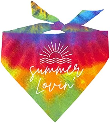 קיץ Lovin 'Sunset Rainbow Cain Dye Doe Dog Triangle Bandana
