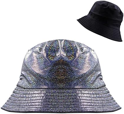 כובע גשם של אממסי לנשים גברים כובע דלי הפיך כובע גשם כובע דלי הולוגרפי כובע דייג כובע מתכתי למסיבה נלהבת